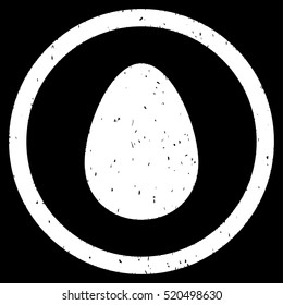 Egg rubber seal stamp watermark. Icon vector symbol with grunge design and dust texture. Scratched white ink emblem on a black background.