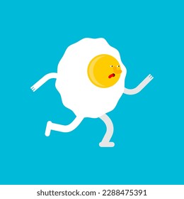 Egg is running. Fried egg run. Vector illustration