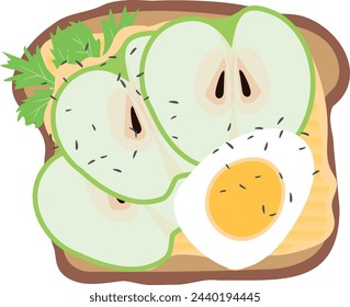 Egg sandwich color icon. Tasty breakfast toast top view