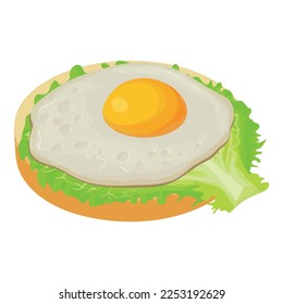 Egg sandwich icon isometric vector. Sandwich with fried egg and lettuce leaf. Food concept, snack, appetizer