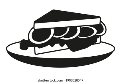 egg sandwich on the plate flat vector icon for apps or website