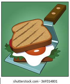 Egg Sandwich / A toasted egg sandwich from the grill.