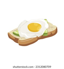 Egg sandwich with vegetable bread. Fast food vector clip art illustration