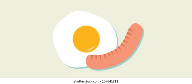 egg and sausage with abstract background