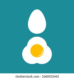 Egg and scrambled eggs flat vector icons