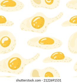 Egg seamless pattern. Omelette silhouettes background. Food endless ornament in doodle style. Great for wallpaper, textile, wrapping paper, fabric print. Vector illustration.