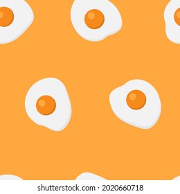 Egg seamless pattern. Egg on an orange background. White and yolk. Vector flat pattern.