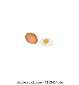 egg set realistic boiled and raw