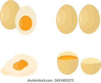 Egg Set with Whole Fried Cracked and Boiled Designs