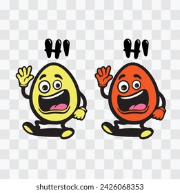 egg shape funny cartoon design, emotion expression funny cartoon art