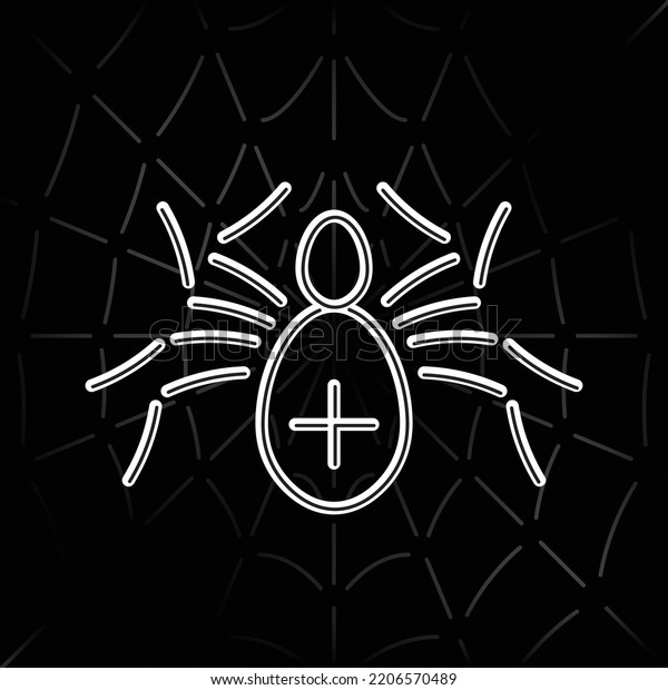 Egg Shape\
Spider Icon with Inverted Line Style Cephalothorax and Abdomen as\
Halloween Holidays Decoration Template - White on Black Web\
Background - Vector Flat Graphic\
Design