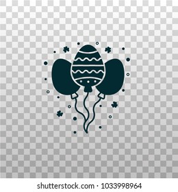 Egg shaped air ballons black silhouette icon on isolated transparent background. Festive Easter holiday vector illustration.  