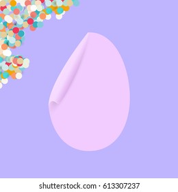 Egg shaped bended paper in pastel tones. Vector illustration for design