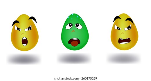 Egg shaped emoticon.Set one.