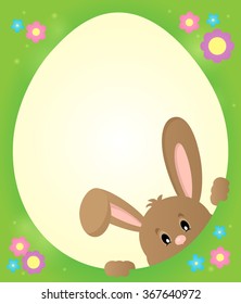 Egg shaped frame with lurking bunny 2 - eps10 vector illustration.