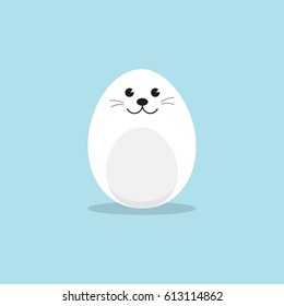 Egg Shaped Harp seal pup eggs paint Character for Easter day,  