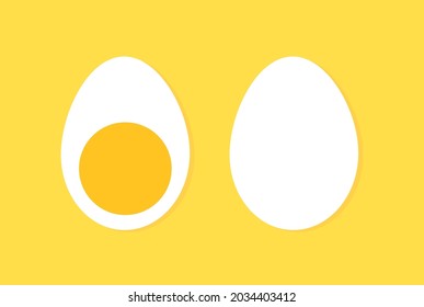 Egg in shell and boild egg icons. Vector illustration.