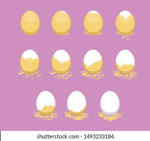 Egg Shell Crack Sequence Vector Illustration