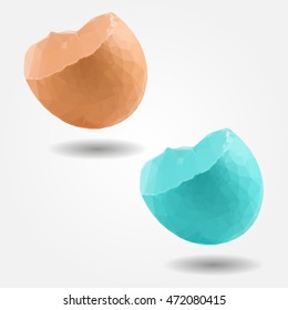 Egg shell cracked high resolution flat triangle polygon vector eps10
