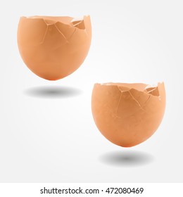 Egg shell cracked low and high resolution triangle mesh realistic vector eps10