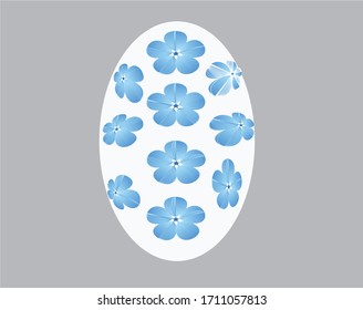 Egg shell flower vector painting. Blue Cape leadwort vector group.