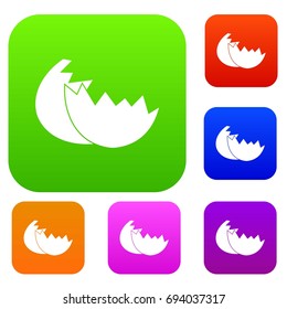 Egg shell set icon in different colors isolated vector illustration. Premium collection