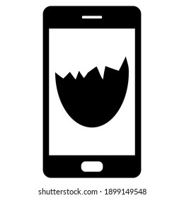 Concha de huevo y smartphone en blanco