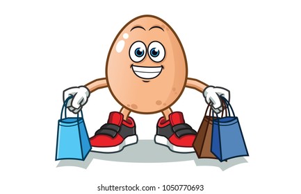 egg shopping vector cartoon illustration