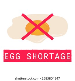 Egg shortage. Crossed over fried egg symbolizing global egg shortage and rising food prices.