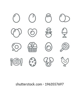 Egg Sign Thin Line Icon Set. Vector