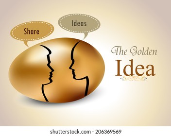 egg with silhouettes speech bubble, Idea exchange concept - vector eps10