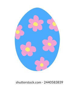 Egg with simple flower pattern, Easter holiday design element, vector