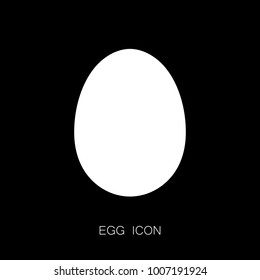 Egg Simple Icon. White Icon isolated on Black Bacground. Vector Illustration. 