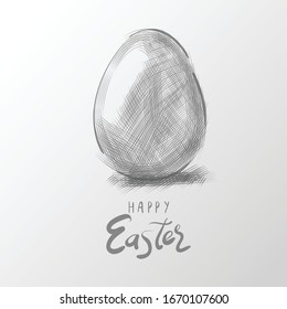 Egg sketch icon . Hand drawn vector dark grey icon isolated. happy easter card