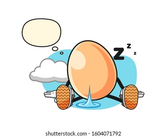 Egg sleep with thought bubble cartoon. Mascot Character vector.