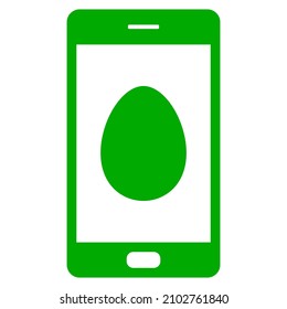Huevo y smartphone en blanco