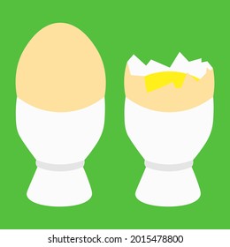 Egg and soft-boiled egg for breakfast flat isolated illustration
