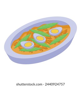 Egg soup food icon isometric vector. Family dinner. Festival meal