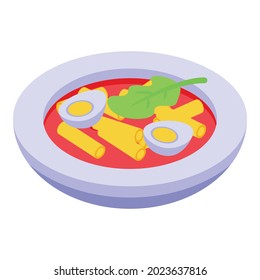 Egg soup icon isometric vector. Hot food. Soup pot