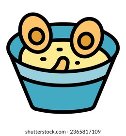 Egg soup icon outline vector. Japan food. Cuisine menu color flat