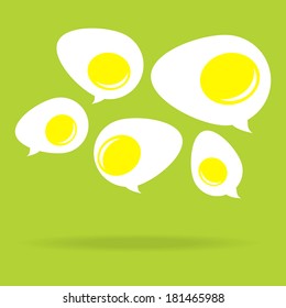 Egg Speech bubbles, green background