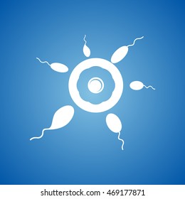 Egg & Sperm Icon on blue color.