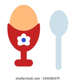 egg spoon flat illustration on white