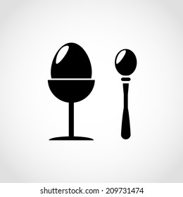 Egg and spoon Icon Isolated on White Background
