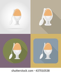 egg with a spoon objects and equipment for the food vector illustration isolated on background