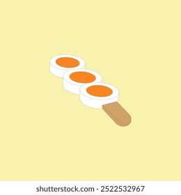 Ilustración vectorial de bocadillo de palo de huevo. Comida callejera
