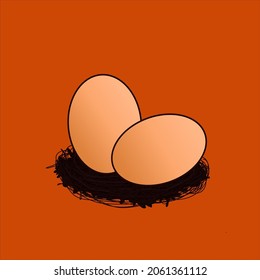 Egg with straw cage illustration logo vector background design graphis.