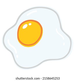 Egg Sunny Side Up Vector Drawing Flat Design Icon Doodle Art
