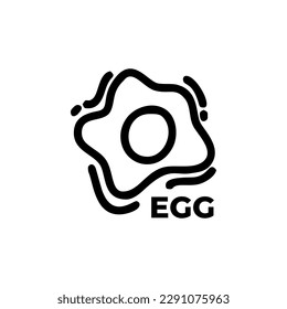 Egg Sunny Side Up Vector Drawing Flat Design Icon Doodle Art