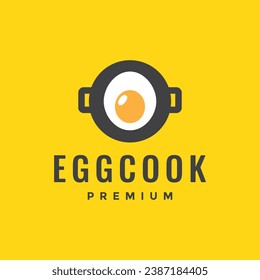 egg sunny side up wok cooking cuisine colorful modern logo design vector icon illustration